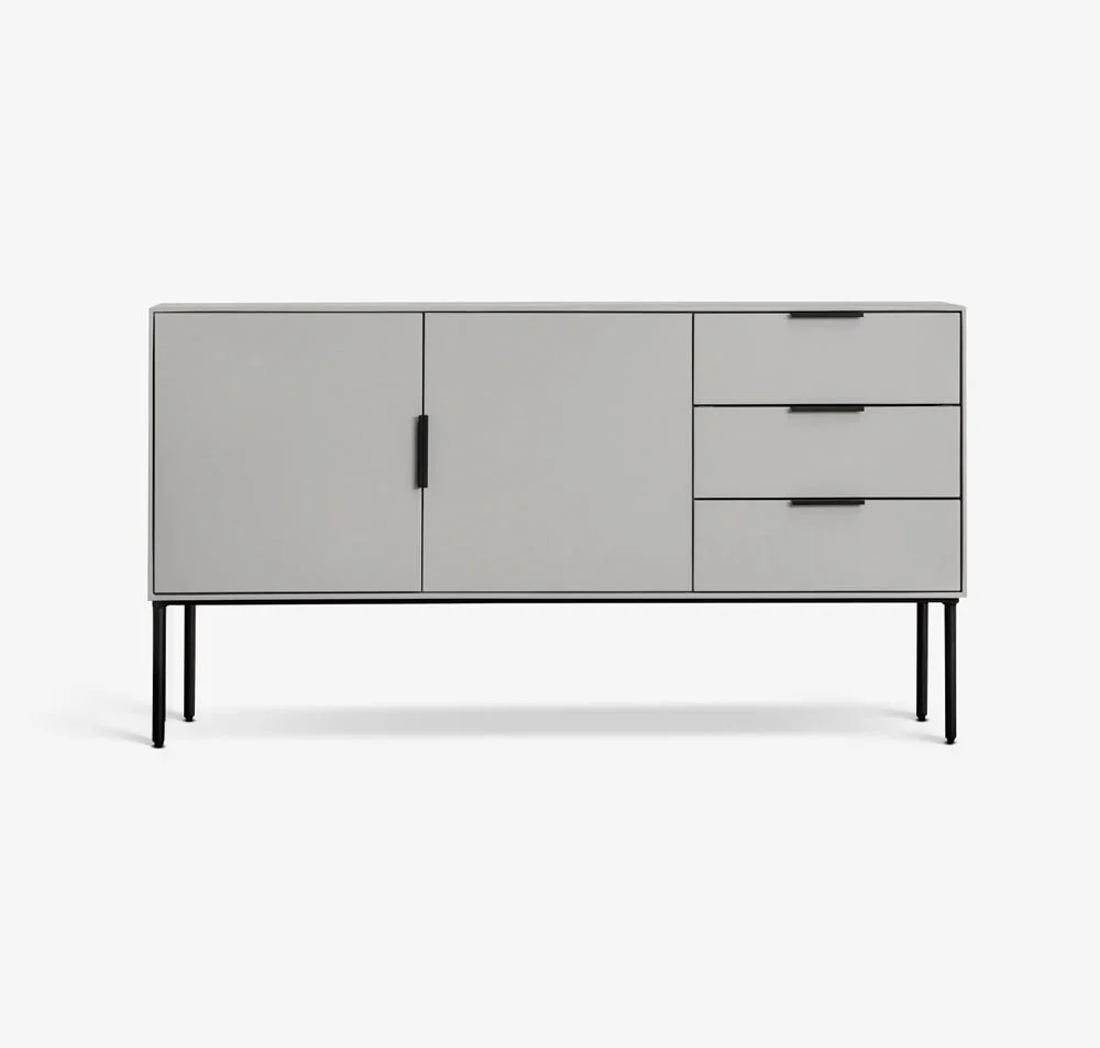 CHAPMAN | קומודה מעץ ומתכת, עם 3 מגירות ומדפים סגורים - Image 9