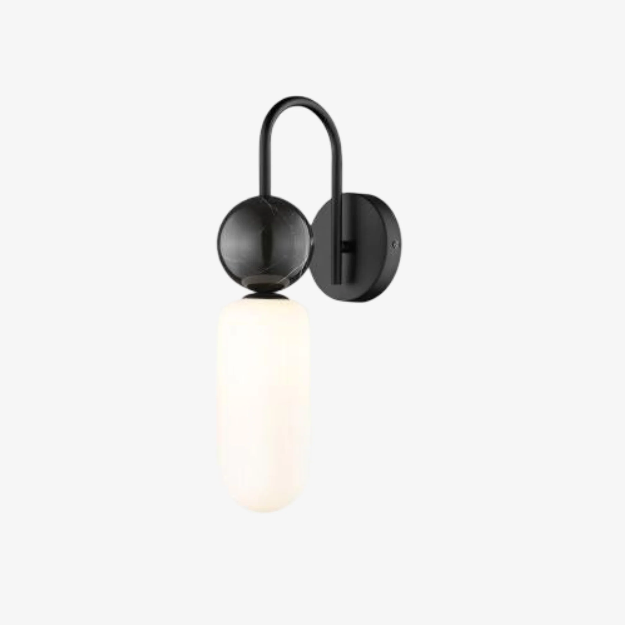COREX | מנורת קיר ממתכת וזכוכית חלבית בגוון שחור