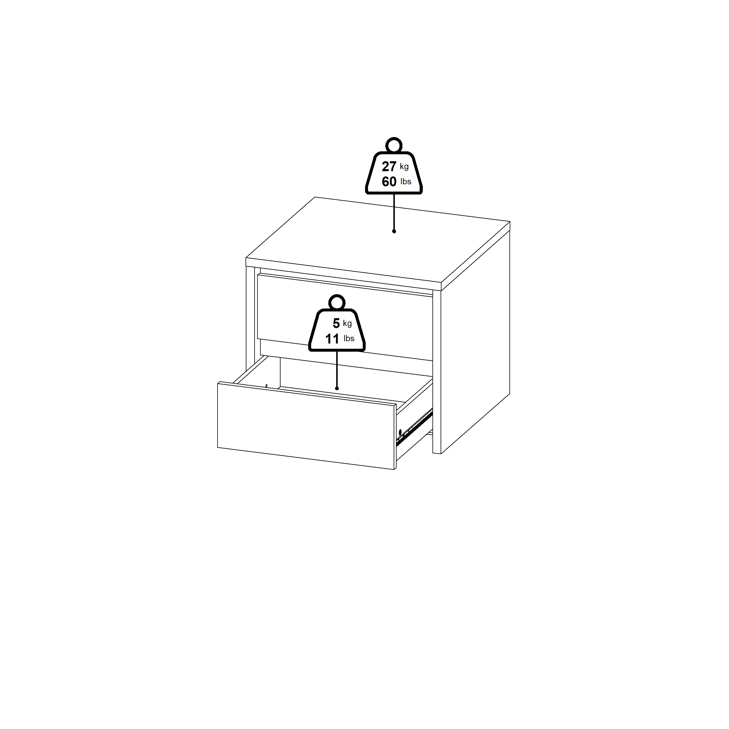 GRID | שידת לילה 51/48 ס"מ, עם 2 מגירות - Image 9