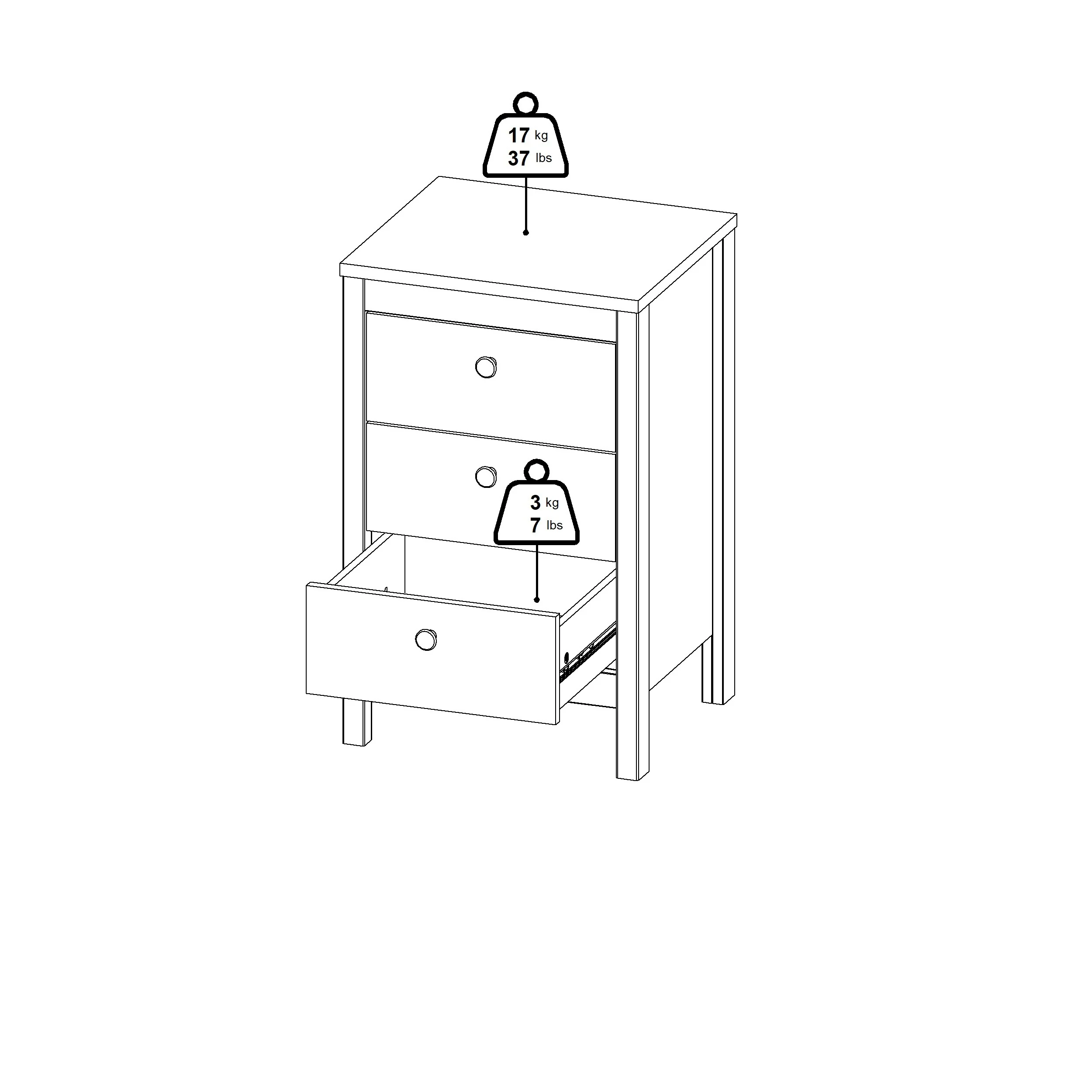 HALOK | שידת לילה 44/40 ס"מ, עם 3 מגירות - Image 11