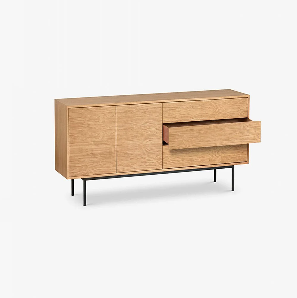 KAMERA | קומודה מעץ ומתכת, עם 3 מגירות ומדפים סגורים - Image 5