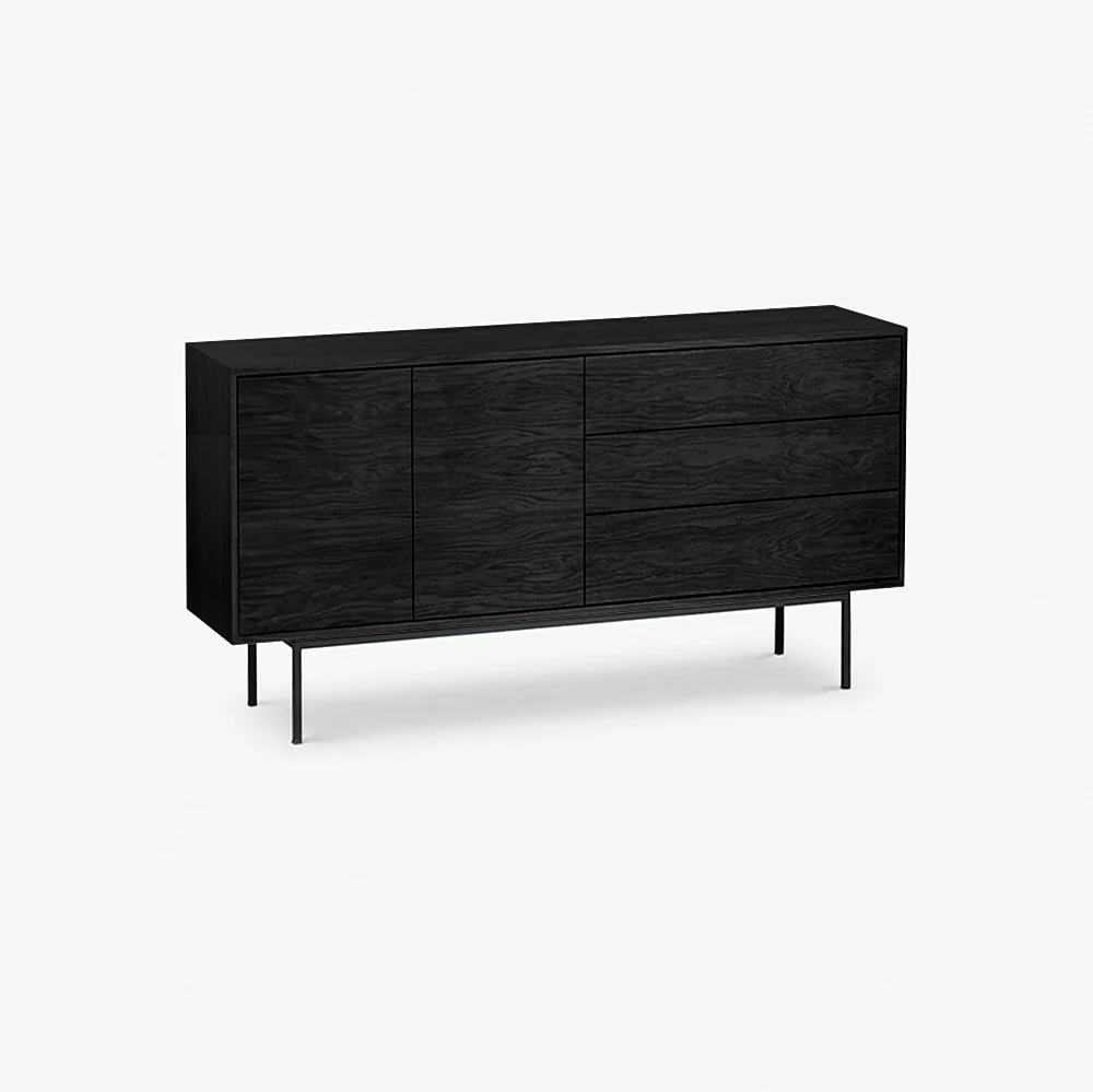 KAMERA | קומודה מעץ ומתכת, עם 3 מגירות ומדפים סגורים - Image 6