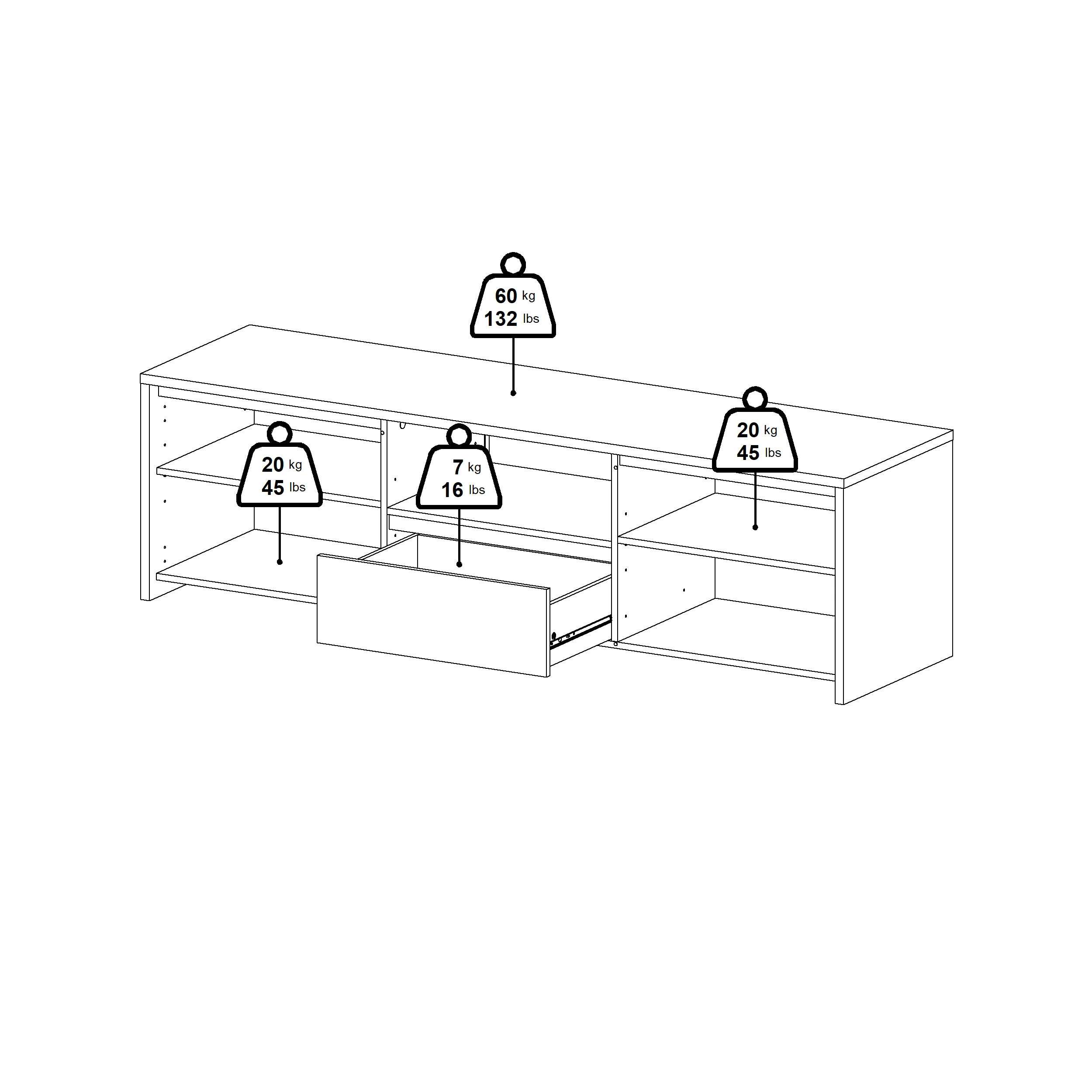 KNOT | מזנון נורדי עם מגירה, 2 דלתות ומדף פתוח - Image 10
